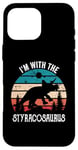 iPhone 16 Pro Max I'm With The Dinosaur Styracosaurus, Retro Dino Gifts Kids Case