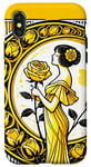 Coque pour iPhone X/XS Rose jaune Pinup Girl Illustration Roses Jardin Art