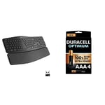 Logitech ERGO K860 Wireless Ergonomic Keyboard with Split Key Layout + Duracell NEW Optimum AAA Alkaline Batteries [Pack of 4]