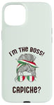 iPhone 15 Plus I'M THE BOSS! CAPICHE? Italian Woman Messy Bun Italy Meme Case