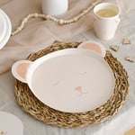 Ginger Ray Teddy Bear Shaped White Paper Plates Baby Shower Tableware 8 Pack, Neutral