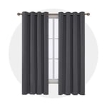 Deconovo Rideau Occultant Thermiques Anti Froid, Double Rideau Isolant Anti-Bruit, Économie d'Énergie, Idéal pour Chambre et Salon, 132x242 CM (Largeur x Hauteur), Gris Foncé, 2 Pièces