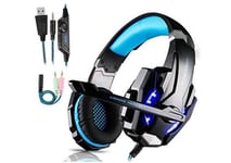 Micro Casque Gaming PS4, Casque Gaming Switch avec Micro Anti Bruit Casque Gamer Xbox One Filaire LED Lampe Stéréo Bass Microphone Réglable avec Micro 3.5mm Jack pour PC/Mac/Ordinateur/Laptop