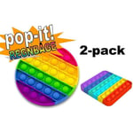 2-pack Pop It Fidget Toy Original - Regnbåge - CE Godkända