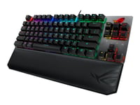 Asus Rog Strix Scope Tkl Deluxe - Tangentbord - Bakgrundsbelyst - Usb - Tysk - Tangentbrytare: Cherry Mx Brown - Grå, Svart