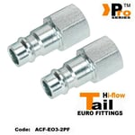 2 x 1/4" Female Euro Tail - Air Line Fittings-Hi Flow Quick Release 008