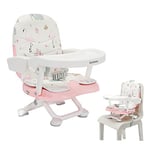 UBRAVOO Rehausseur, chaise haute portable et réglable avec plateau amovible pour enfants de 6 mois à 36 mois (Pink Flamingos)