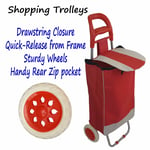 Lightweight Wheeled Red Shopping Trolley Push Cart Luggage Bag