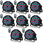 U`King 8 PCS RGB Lumiere de Scene avec Son Activé, 72W Par 36 LED Projecteur Jeux de Lumiere Eclairage Scene avec Télécommande, Lumière Disco pour Fête DJ Bars Groupe Concerts Halloween Noël