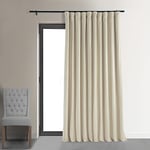 HPD Half Price Drapes Signature Lot de 1 Rideau occultant en Velours avec Passe-Tringle, Bloque Chaleur et lumière, pour Chambre et Salon, 254 x 274,3 cm (l x L), Blanc Neutre (Neutral Ground)