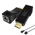 Extension HDMI Via Un Seul câble CAT5e/CAT6/CAT7 avec télécommande IR, 100M, Full HD 1080p, alimenté par USB, Installation Facile, Pas de décalage, Pas de Perte, kit émetteur-récepteur HDMI