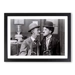 Big Box Art Ben Turpin and Charlie Chaplin Framed Wall Art Picture Print Ready to Hang, Oak A2 (62 x 45 cm)