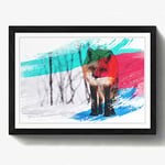 Arty Pie Framed Print Black A2 (24.5x18 Inch) Red Fox in Winter Forest (1) V2, Wood, Multi-Colour, 60 x 42 x 2 cm