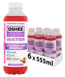 Oshee Vitamin Water Drink with Red Grape & Dragon Fruit 555ml (Pack of 6) - Niacin, Vitamin B6, Biotine, Vitamin B12) and Zinc – Hydration - Multipack