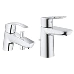 GROHE Mitigeur monocommande Bain/Douche Eurosmart 33412002 & Mitigeur Lavabo Bauloop 23335000 (Import Allemagne), Chromé, Ancienne version