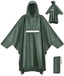 VOBUKE Poncho Pluie Imperméable avec Capuche et Poche Cape de Pluie Réutilisable Poncho Légère Respirant Veste Coupe-Pluie avec Bande Réfléchissante Poncho de Pluie Unisexe pour Randonnée Camping Vélo