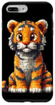 Coque pour iPhone 7 Plus/8 Plus Adorable tigre dans un style rétro pixel art pour enfants filles garçons