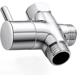 Vanne de Douche en Laiton avec Adaptateur en T, G1/2" Bras de Douche 3 Voies Valve Inverseur, Vanne de Douche à 3 voies Universelle, Laiton Placage