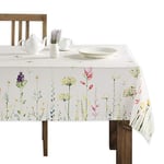 Maison d' Hermine Botanical Fresh Nappe 100% Coton pour Tables Rectangles de Cuisine, de Salle à Manger – pour fêtes, Mariage, fête mères, Utilisation Printemps/été (Rectangle, 140cm x 180cm)