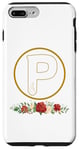 iPhone 7 Plus/8 Plus Letter P Initial Floral Monogram with Hand Heart Gesture Case