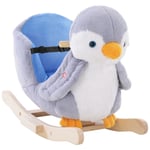 HOMCOM Animal Baby Rocking Horse Penguin Plush Musical Button w/32 Songs Wood