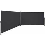 Paravent extérieur Double 200 x 600cm Store latéral Abri soleil Paravent extérieur rétractable Paravent retractable - Anthracite GSA400G