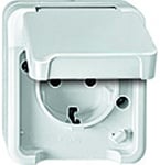 Prise 2P+T avec clapet Merten 4074946 AQUASTAR Blanc Polaire