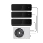 electriQ Black Multi-Split 3x 9000 BTU Heating & Cooling Wall Air Conditioner Sy