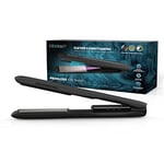 REVAMP Ion Shine Ceramic Hair Straighteners, Infrared and Ionic Technology for Sleek Frizz-Free Results, Infused with Smooth Keratin, Argan and Coconut Oils, Variable Heat, for All Hair Types, Black