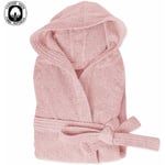 Peignoir Eponge 100% Coton Couleur Unie Doux Homme Femme Ceinture Poches Capuche Rose - xl