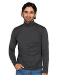 LAPASA Haut Thermique Col Roulé Homme Maillot de Corps à Manches Longues sous-Vêtements Automne-Hiver Chaud M122 Fin, Gris Chiné Foncé, S