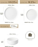 MALACASA Plates and Bowls Sets, 18 Piece Porcelain White Dinner Sets for 6 Chip