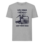 T-Shirt Homme Col Rond Les Vrais Héros - Camionneur Métier Camion