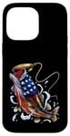 Coque pour iPhone 14 Pro Max Pêche au bar poisson drapeau américain papa père 4 juillet