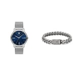 Emporio Armani Men's Watch and Cuff Bracelet - Three-Hand Date, Stainless Steel