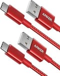 Anker USB C Charger Cable, 2-Pack 1 ft USB to USB C Cable, USB A to USB C Braided Phone Charger Cable for iPhone 15 (Standard Charging), Samsung S22/S21, Huawei, Pixel, iPad, Switch, and More