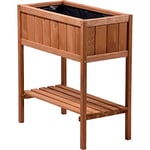 dobar Jardinière en Hauteur en Bois avec Plan de Travail, kit pour châssis de Couche pour légume ou Herbes dans Le Jardin ou sur Le Balcon, Marron, 76x40x80 cm, 58250e