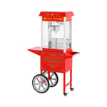 Royal Catering Popcornmaskin med vogn - Retrodesign 150 / 180 °C rød