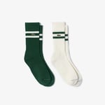 Lacoste Chaussettes coton côtelé Taille 35/38 Vert/blanc