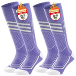 TANSTC Chaussettes Hiver Chaudes Hommes Femmes 39-42 Chaussettes Thermiques Coussin Coton Chaussettes de Contention Chaussettes de Sport Haute pour Football Courir Fitness Travail, Violet 2 Paires