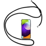 Keteen Collier pour Samsung Galaxy A53 5G Coque Transparent Ultra Mince Silicone Anti-Chute Housse avec Cordon Réglable Lanyard avec Cordon Collier Coque pour Samsung Galaxy A53 5G, Noir