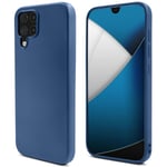 Moozy Lifestyle. Coque conçue pour Samsung A12, bleu nuit – Coque légère en silicone liquide avec finition mate et doublure en microfibre douce, coque en silicone de qualité supérieure - Neuf