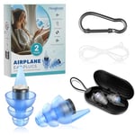 Hearprotek Ear Plugs for Flying, 2 Pairs Reusable Silicone Flight Ear Plugs for Air Pressure, 24db Noise Cancelling Ear Plugs Travel Essentials for Teenagers, Adults with Small Ear Canals (S&M Size)