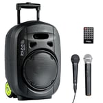 Ibiza - PORT8VHF-MKII-TWS - Enceinte portable de 8”/400W MAX avec 1 micro filaire et 1 micro VHF, télécommande et pochette accessoires - Bluetooth, USB, SD & TWS - Autonomie de 6-8 heures