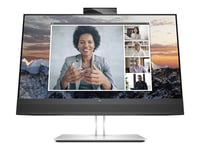 HP E24m G4 Conferencing Monitor - E-Series - écran LED - 24" (23.8" visualisable) - 1920 x 1080 Full HD (1080p) @ 75 Hz - IPS - 300 cd/m² - 1000:1 - 5 ms - HDMI, DisplayPort, USB-C - haut-parleurs - argent (support), tête noire