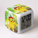 Pokemon Pokemon Pikachu Réveil Produit Étudiant Cadeau Changement De Couleur Coloré Réveil Horloge Carrée Style 10