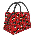 Olverz Lunch Tote Bag Bostons Terrier Dog Red Women'S Power Flex Portable Reusable Shopping Bags Thermal Insulation Bag Large Capacity Handbag Lightweight Cooler Tote For School Work Office