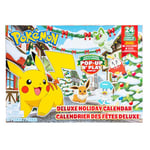 Pokémon PKW3624 – Calendrier de l'Avent 2024 – Figurine de bataille de luxe, calendrier officiel Pokémon avec lumière, son et 24 surprises