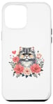 Coque pour iPhone 12 Pro Max Roses Flowers British Longhair Cat Highland Straight