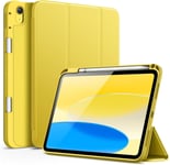 Coque Pour Ipad 10 (10,9 Pouces, Modèle 2022, 10ème Génération) Avec Porte-Stylet, Étui Housse Mince Tablette Avec Dos En Tpu Souple Avec Veille/Réveil Automatique (Jaune)